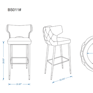 Manhattan Comfort Holguin 41.34 in. Grey, Black and Gold Wooden Barstool (Set of 2)