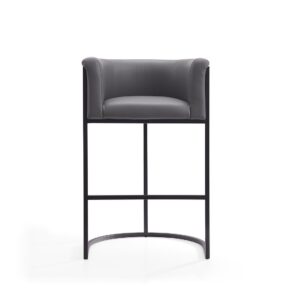 Manhattan Comfort Cosmopolitan 37.8 in. Grey and Black Metal Barstool (Set of 2)