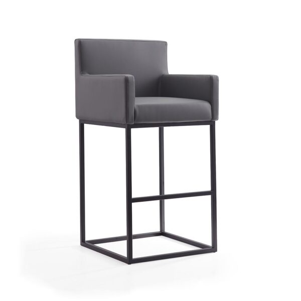 Manhattan Comfort Ambassador 42 in. Grey and Black Metal Barstool (Set of 2)