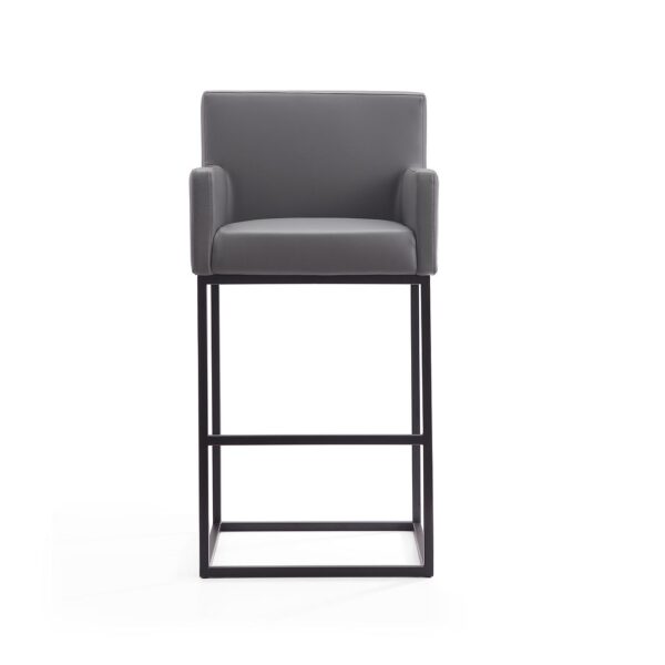 Manhattan Comfort Ambassador 42 in. Grey and Black Metal Barstool (Set of 2)