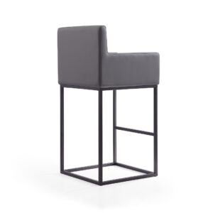 Manhattan Comfort Ambassador 42 in. Grey and Black Metal Barstool (Set of 2)