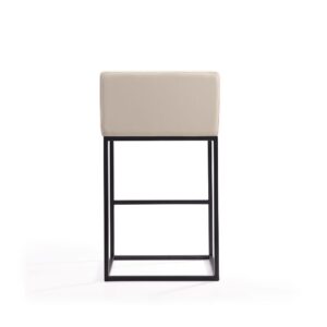 Manhattan Comfort Embassy 38 in. Cream and Black Metal Barstool (Set of 2)