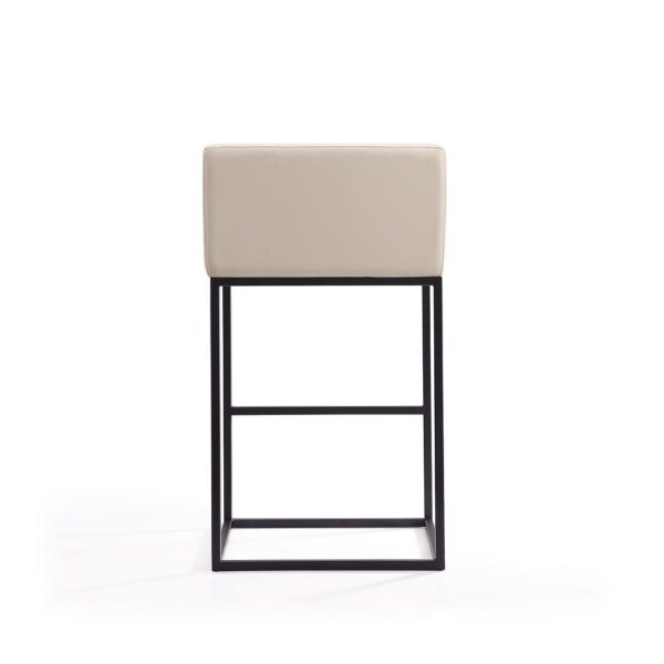 Manhattan Comfort Embassy 38 in. Cream and Black Metal Barstool (Set of 2)