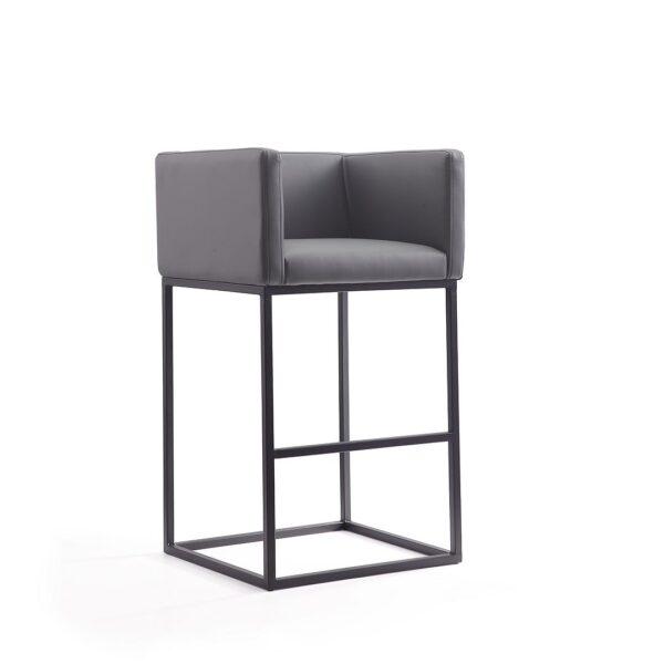 Manhattan Comfort Embassy 38 in. Grey and Black Metal Barstool (Set of 2)