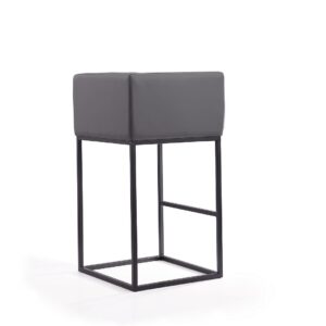 Manhattan Comfort Embassy 38 in. Grey and Black Metal Barstool (Set of 2)