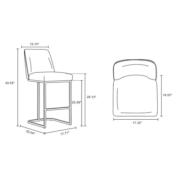 Manhattan Comfort Serena Modern Leatherette Upholstered Barstool in Grey - Set of 2