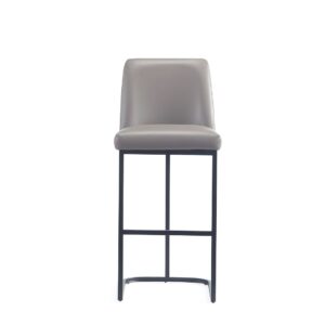 Manhattan Comfort Serena Modern Leatherette Upholstered Barstool in Grey - Set of 2