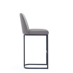 Manhattan Comfort Serena Modern Leatherette Upholstered Barstool in Grey - Set of 2