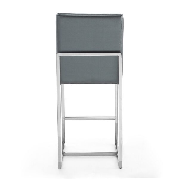 Manhattan Comfort Element 37.2 in. Graphite and Polished Chrome Stainless Steel Counter Height Bar Stool (Set of 2)