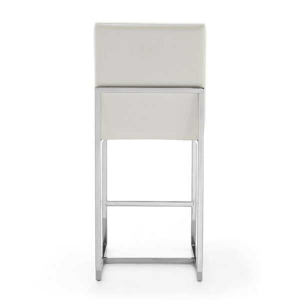 Manhattan Comfort Element 37.2 in. Pearl White and Polished Chrome Stainless Steel Counter Height Bar Stool (Set of 2)