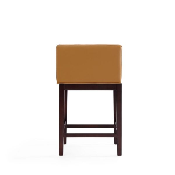 Manhattan Comfort Kingsley 34 in. Camel and Dark Walnut Beech Wood Counter Height Bar Stool (Set of 2)