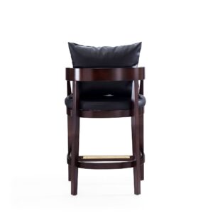 Manhattan Comfort Ritz 34 in. Black and Dark Walnut Beech Wood Counter Height Bar Stool (Set of 2)