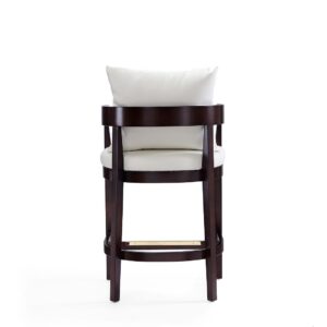 Manhattan Comfort Ritz 34 in. Ivory and Dark Walnut Beech Wood Counter Height Bar Stool (Set of 2)