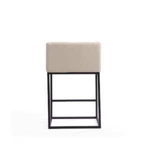 Manhattan Comfort Embassy 34 in. Cream and Black Metal Counter Height Bar Stool (Set of 2)