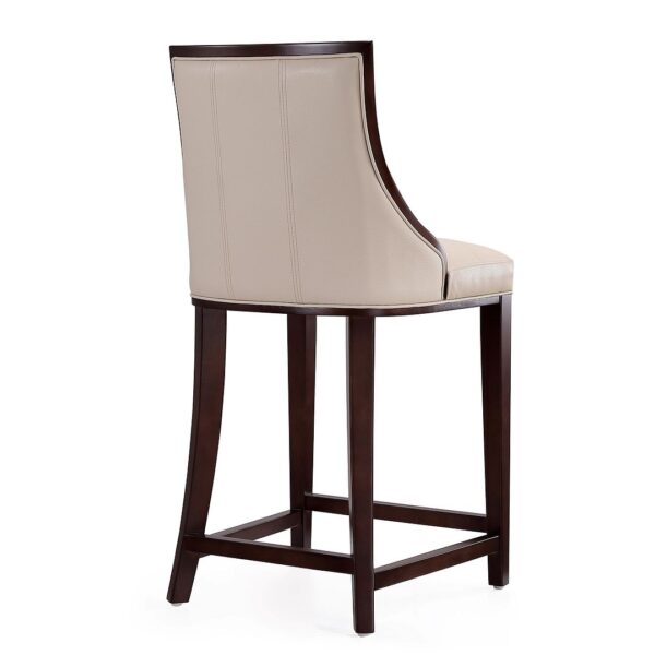 Manhattan Comfort Fifth Ave 39.5 in. Cream and Dark Walnut Beech Wood Counter Height Bar Stool (Set of 2)