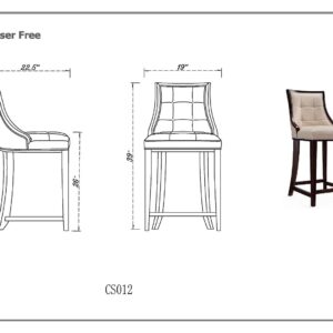 Manhattan Comfort Fifth Avenue Faux Leather Counter Stool in Light Grey (Set of 2)