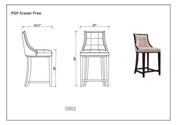 Manhattan Comfort Fifth Avenue Faux Leather Counter Stool in Light Grey (Set of 2)