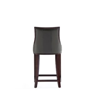 Manhattan Comfort Fifth Avenue Faux Leather Counter Stool in Pebble Grey (Set of 2)