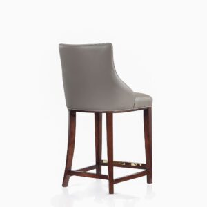 Manhattan Comfort Modern Shubert Counter Stool Upholstered in Dark Taupe Leatherette with Beech Wood Legs - Set of 2