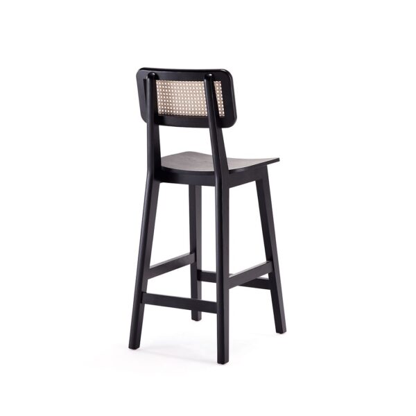 Manhattan Comfort Versailles Counter Stool in Black and Natural Cane - Set of 2