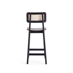 Manhattan Comfort Versailles Counter Stool in Black and Natural Cane - Set of 2