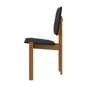 Manhattan Comfort Mid-Century Modern Gales Dining Chair with Solid Wood Legs in Black - Set of 4