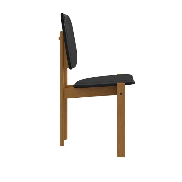 Manhattan Comfort Mid-Century Modern Gales Dining Chair with Solid Wood Legs in Black - Set of 4