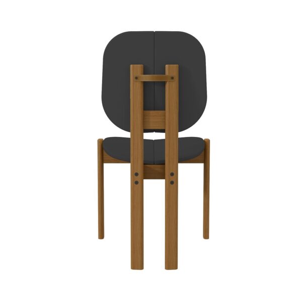 Manhattan Comfort Mid-Century Modern Gales Dining Chair with Solid Wood Legs in Black - Set of 4