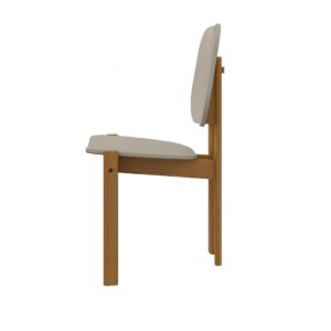 Manhattan Comfort Mid-Century Modern Gales Dining Chair with Solid Wood Legs in Greige - Set of 4