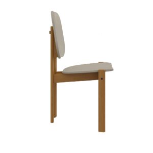 Manhattan Comfort Mid-Century Modern Gales Dining Chair with Solid Wood Legs in Greige - Set of 4