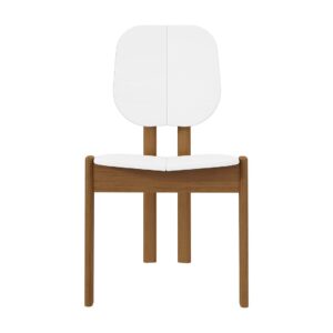 Manhattan Comfort Mid-Century Modern Gales Dining Chair with Solid Wood Legs in White - Set of 4