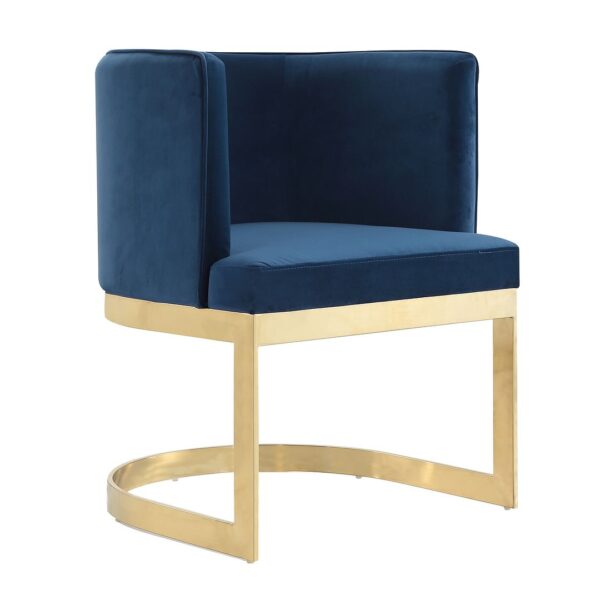 Manhattan Comfort Aura Royal Blue and Polished Brass Velvet Dining Chair (Set of 2)