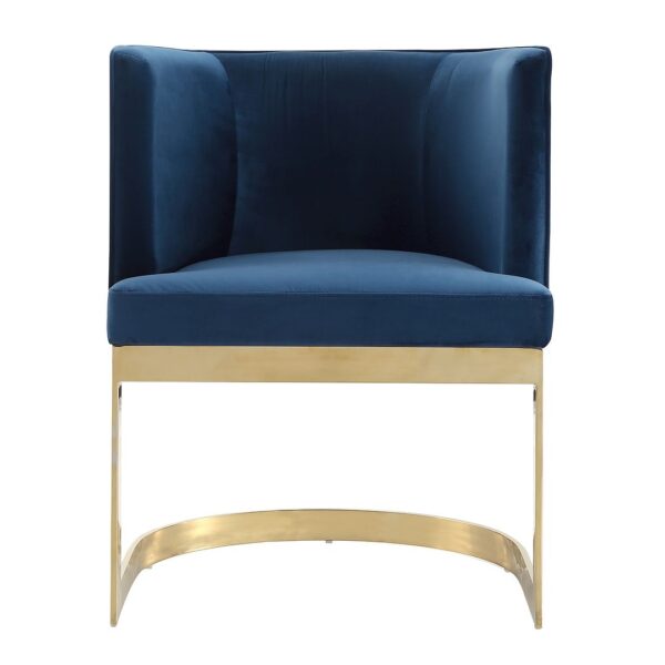 Manhattan Comfort Aura Royal Blue and Polished Brass Velvet Dining Chair (Set of 2)