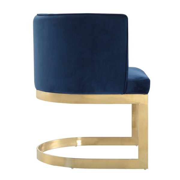 Manhattan Comfort Aura Royal Blue and Polished Brass Velvet Dining Chair (Set of 2)