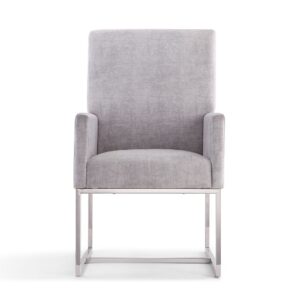 Manhattan Comfort Element Grey Velvet Dining Armchair (Set of 2)