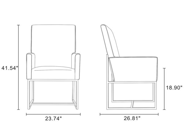 Manhattan Comfort Element Steel Velvet Dining Armchair (Set of 2)