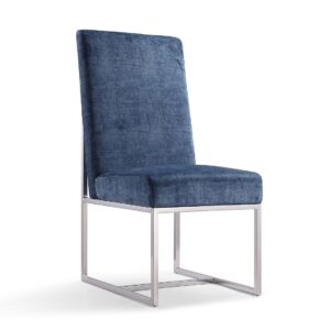 Manhattan Comfort Element Blue Velvet Dining Armchair (Set of 2)