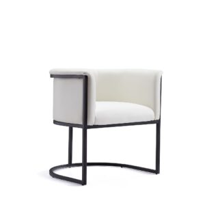 Manhattan Comfort Bali White and Black Faux Leather Dining Chair (Set of 2)