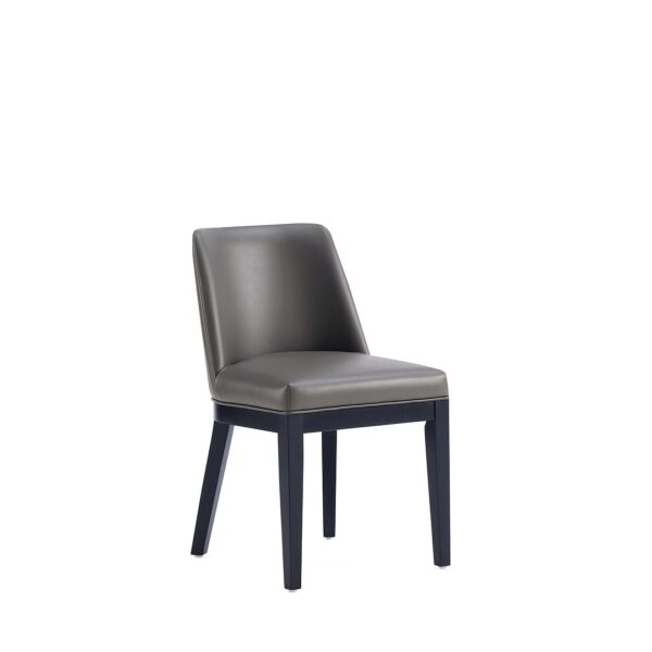 Manhattan Comfort Gansevoort Modern Faux Leather Dining Chair in Pebble Grey (Set of 4)