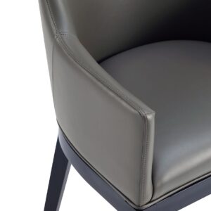 Manhattan Comfort Gansevoort Modern Faux Leather Dining Armchair in Pebble Grey (Set of 2)