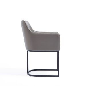 Manhattan Comfort Modern Serena Dining Armchair Upholstered in Leatherette with Steel Legs in Grey - Set of 2