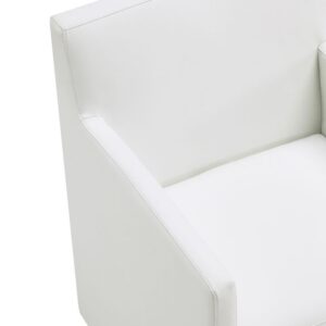 Manhattan Comfort Anna Modern Square Faux Leather Dining Armchair in Cream (Set of 2)