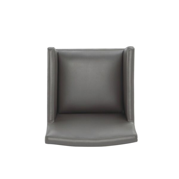 Manhattan Comfort Anna Modern Square Faux Leather Dining Armchair in Pewter (Set of 2)