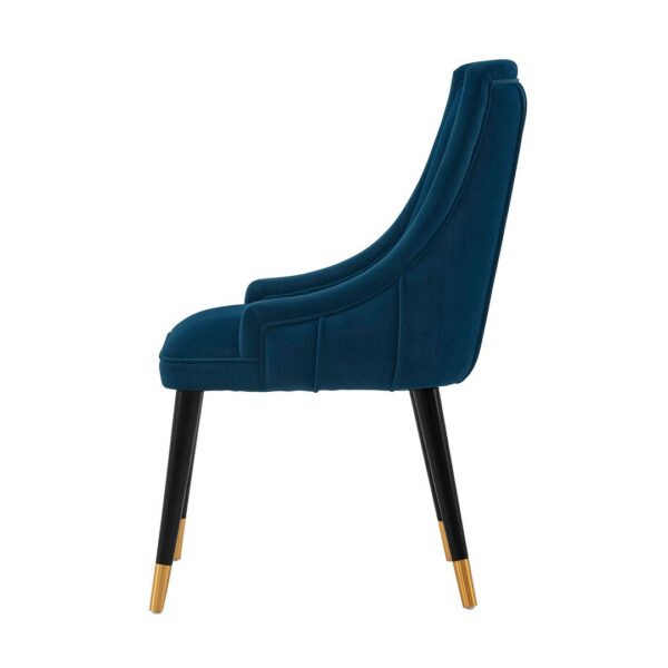 Manhattan Comfort Modern Eda Velvet Dining Chair in Midnight Blue- Set of 2