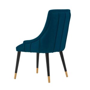 Manhattan Comfort Modern Eda Velvet Dining Chair in Midnight Blue- Set of 2