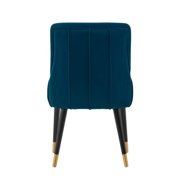 Manhattan Comfort Modern Eda Velvet Dining Chair in Midnight Blue- Set of 2