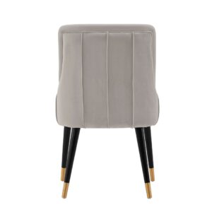 Manhattan Comfort Modern Eda Velvet and Leatherette Dining Chair in Grey- Set of 2