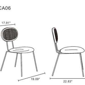 Manhattan Comfort Jardin Dining Chair in Nature Cane and Oatmeal Upholstered Seating - Set of 4