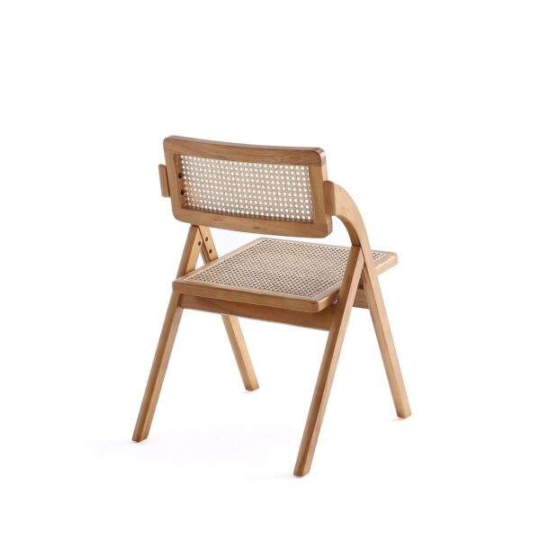 Manhattan Comfort Lambinet Folding Dining Chair in Nature Cane- Set of 4