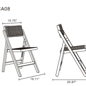 Manhattan Comfort Pullman Folding Dining Chair in Nature Cane - Set of 4